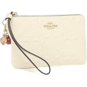 🤍 Coach Chalk White Embossed Signature Leather Boxed Corner Zip Wallet Wristlet